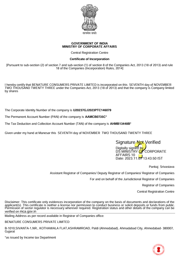 Certificate of Incorporation